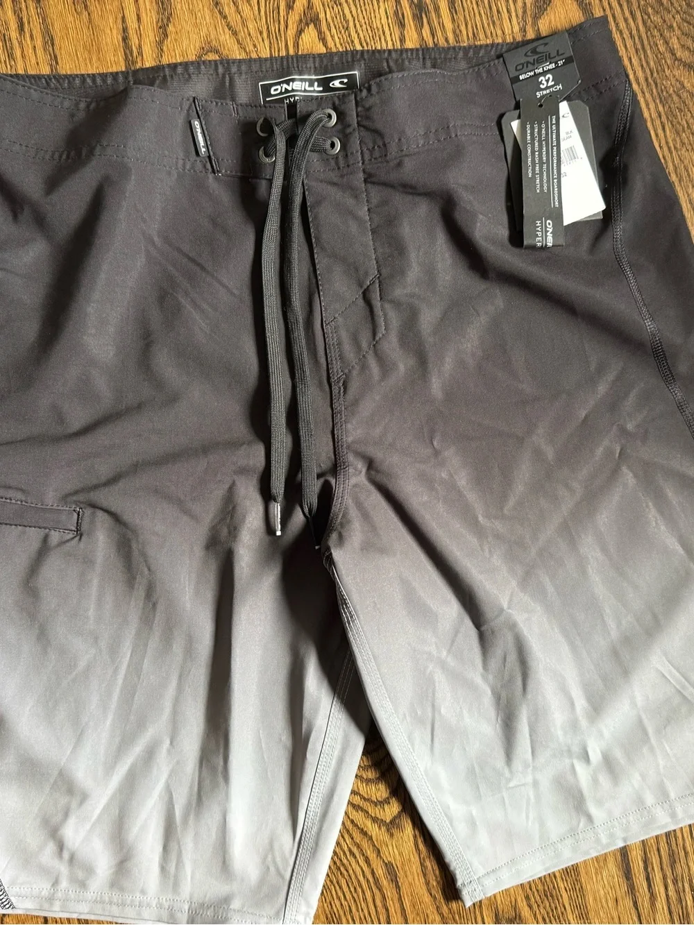 O'Neill Hyperfreak Swim Trunks in Black and Gray;  Size 32 waist